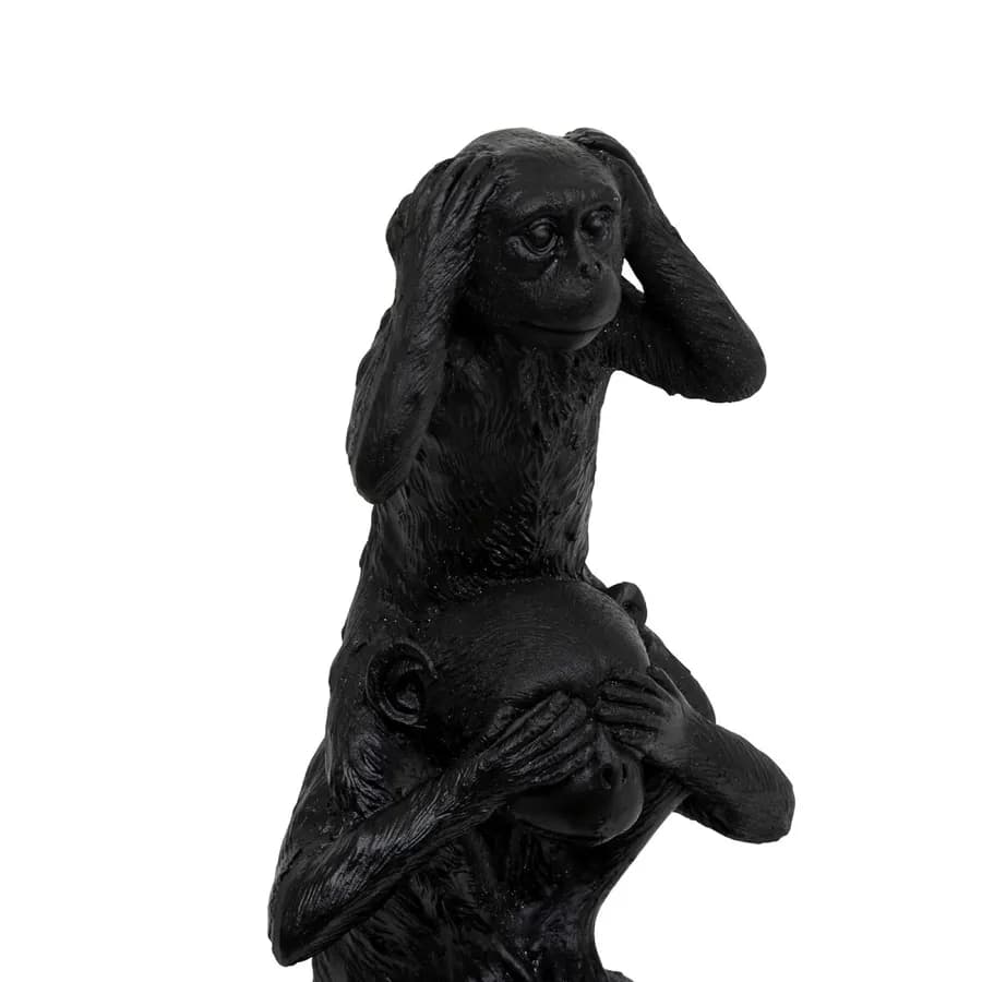 Figura decorativa 25h cm a forma di scimmie in pietra artificiale nero