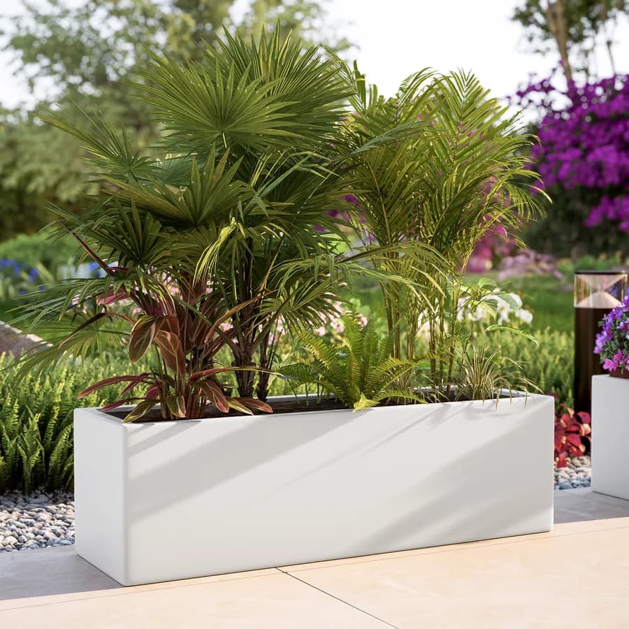 Vaso da esterno 100x30 h cm tutta capienza in polietilene bianco - Melbourne