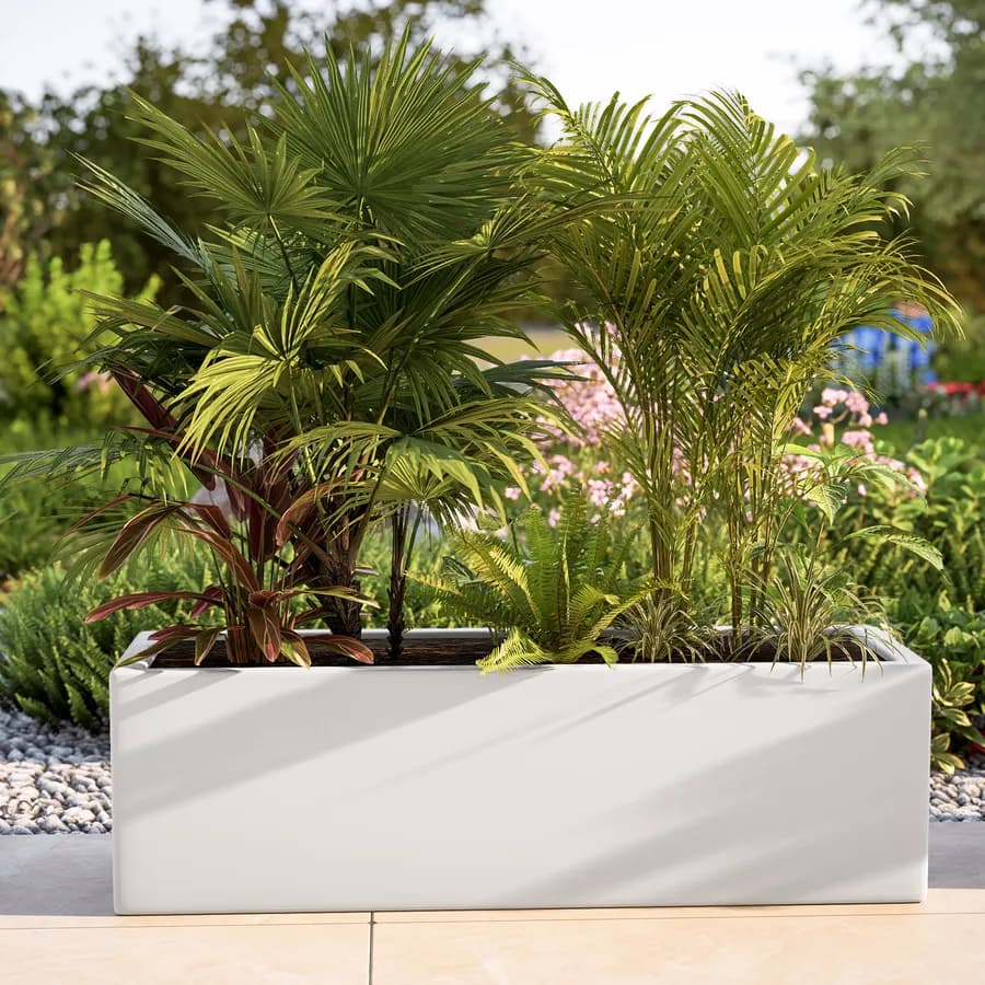 Vaso da esterno 100x30 h cm tutta capienza in polietilene bianco - Melbourne