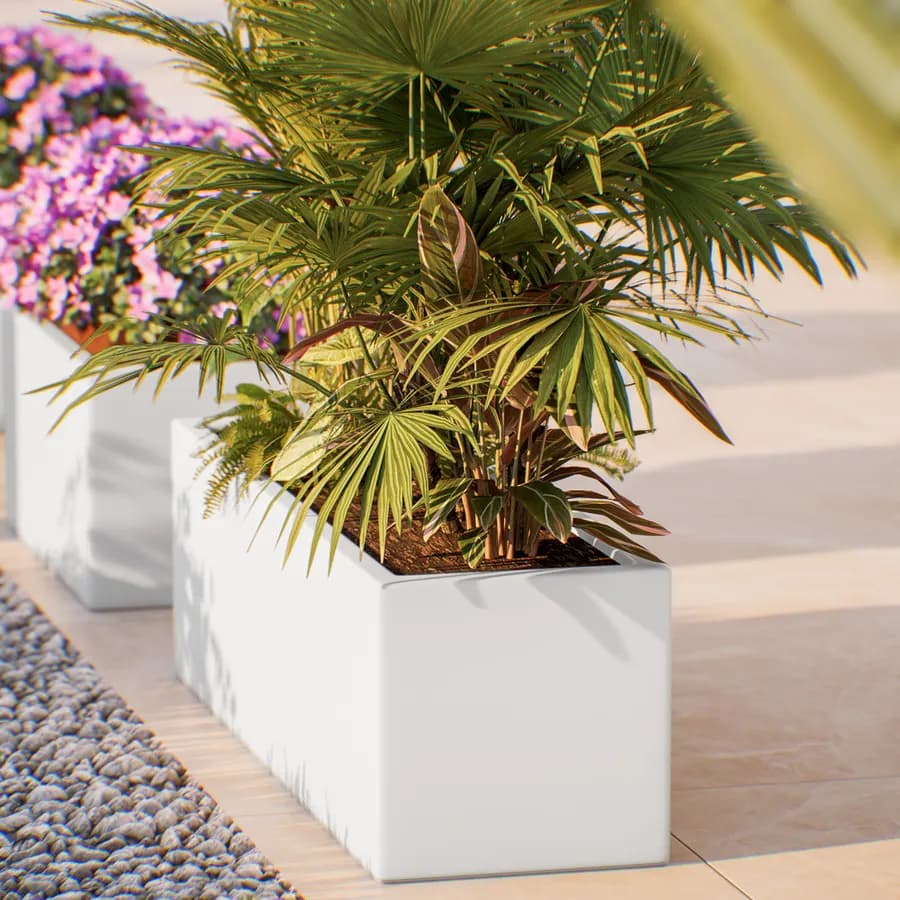 Vaso da esterno 100x30 h cm tutta capienza in polietilene bianco - Melbourne