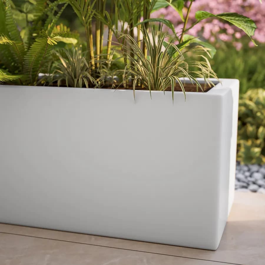 Vaso da esterno 100x30 h cm tutta capienza in polietilene bianco - Melbourne