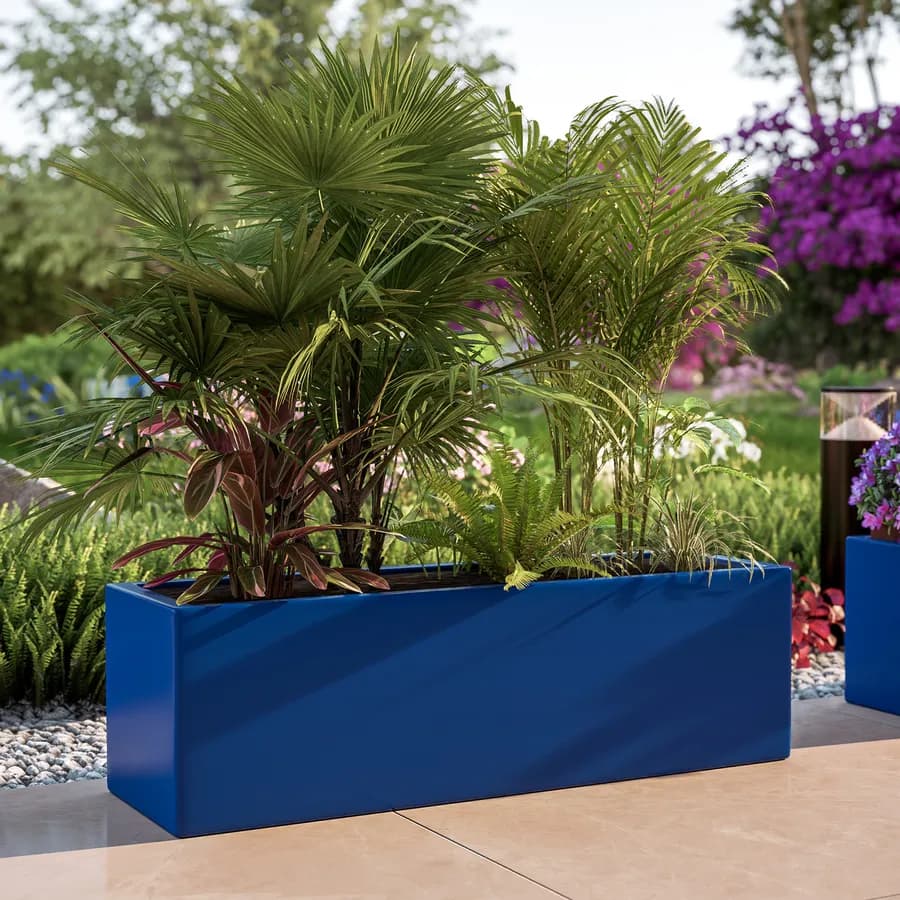 Vaso da esterno 100x30 h cm tutta capienza in polietilene blu - Melbourne