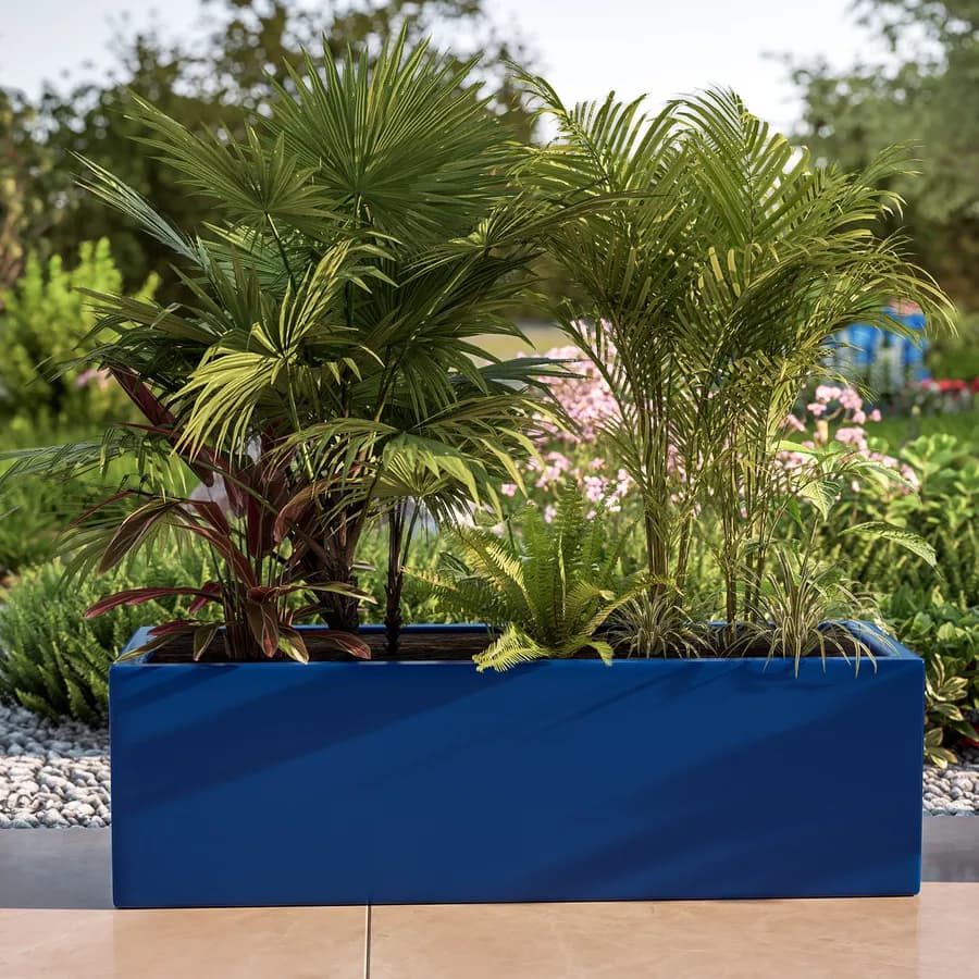 Vaso da esterno 100x30 h cm tutta capienza in polietilene blu - Melbourne
