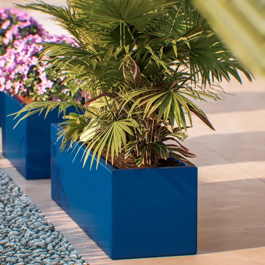 Vaso da esterno 100x30 h cm tutta capienza in polietilene blu - Melbourne