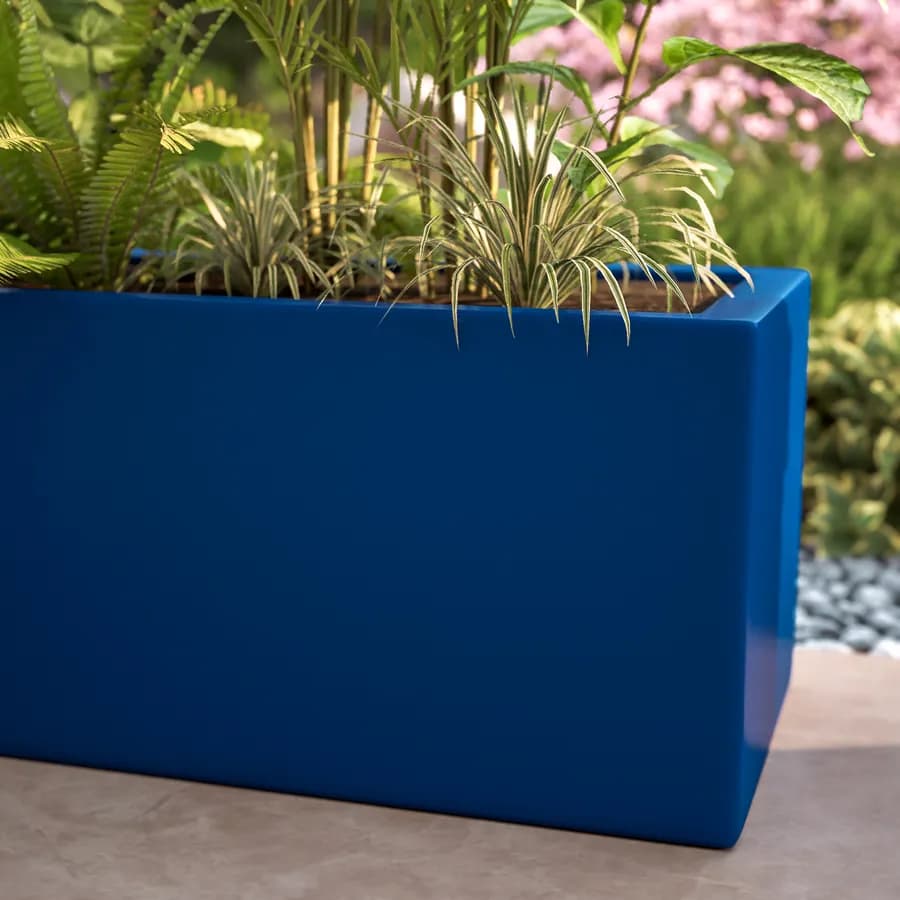 Vaso da esterno 100x30 h cm tutta capienza in polietilene blu - Melbourne