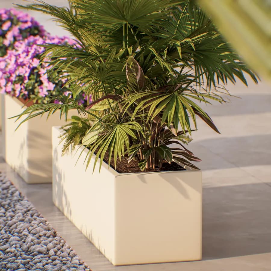 Vaso da esterno 100x30 h cm tutta capienza in polietilene crema - Melbourne
