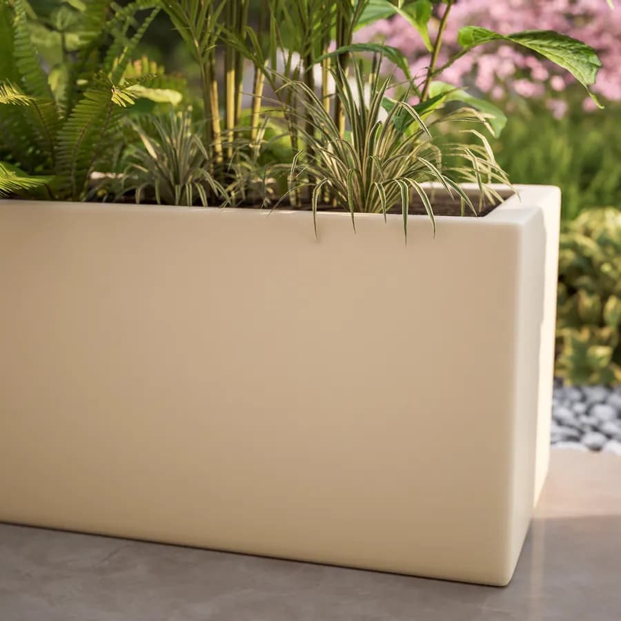 Vaso da esterno 100x30 h cm tutta capienza in polietilene crema - Melbourne