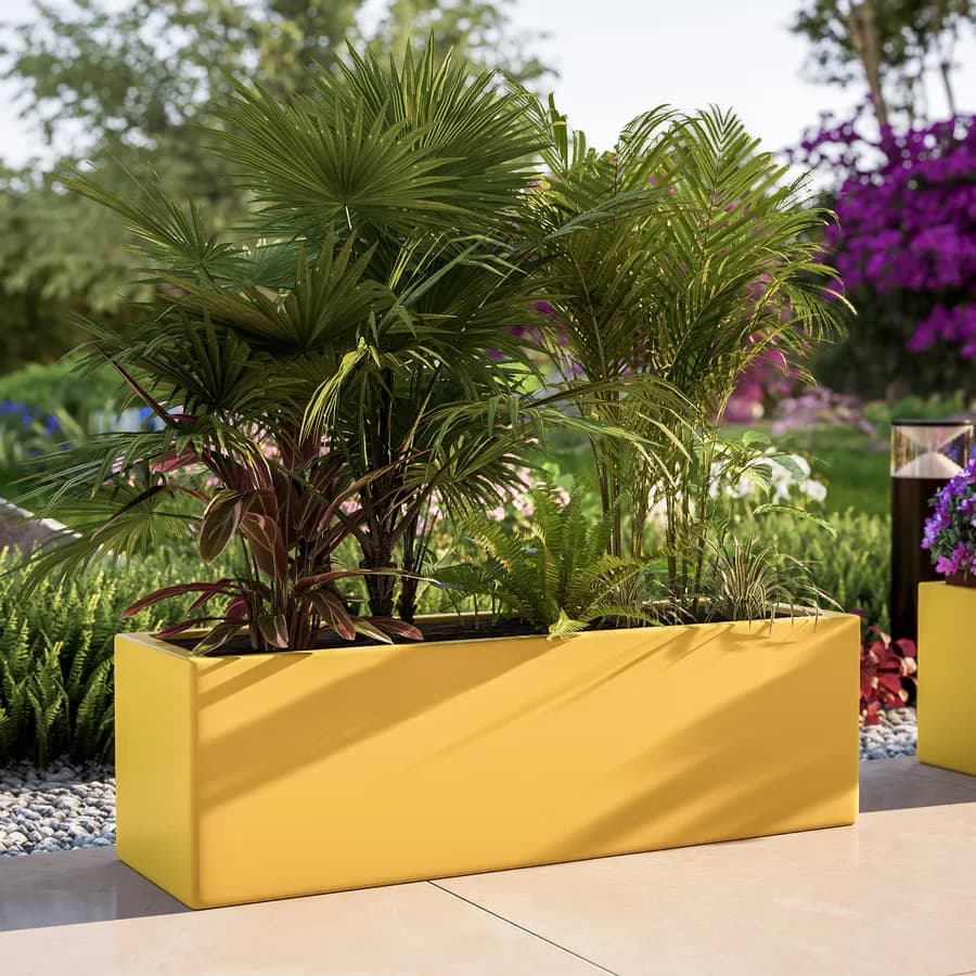Vaso da esterno 100x30 h cm tutta capienza in polietilene giallo - Melbourne