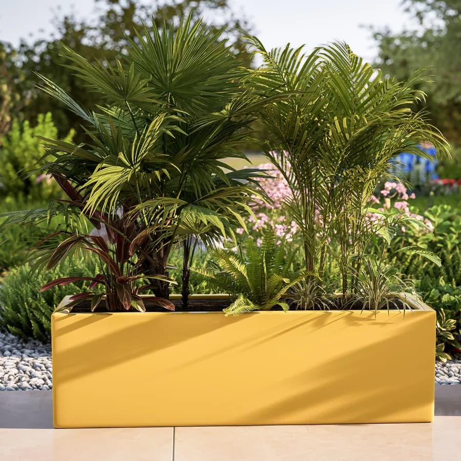 Vaso da esterno 100x30 h cm tutta capienza in polietilene giallo - Melbourne