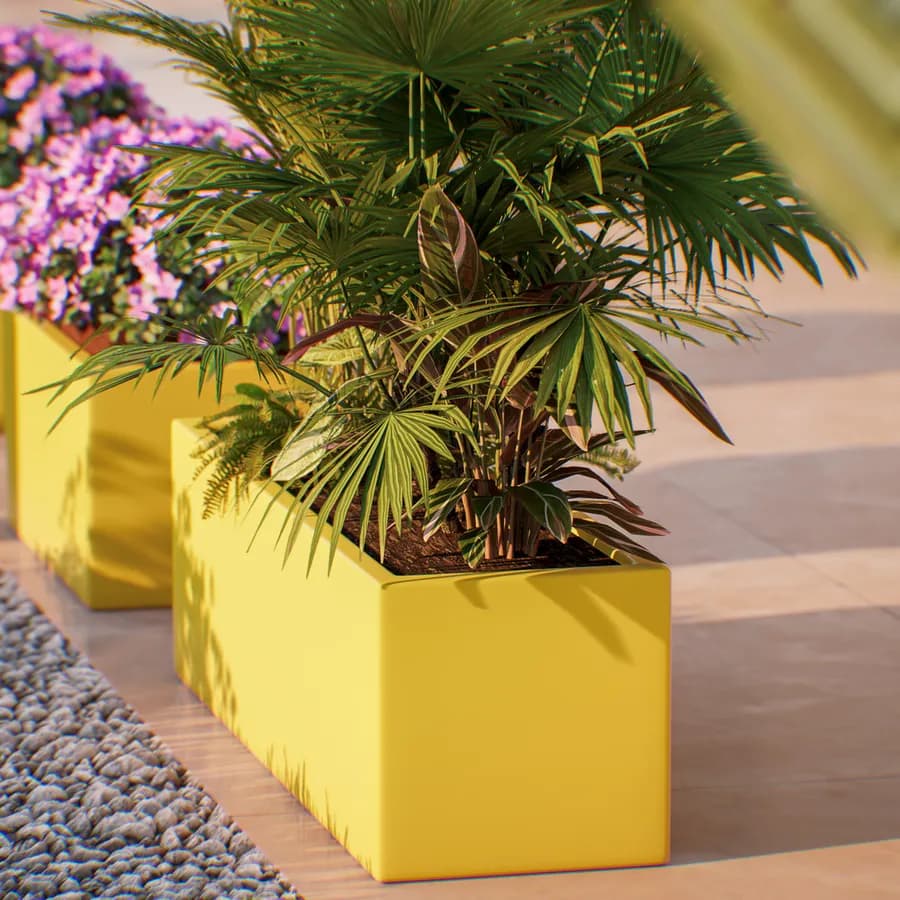 Vaso da esterno 100x30 h cm tutta capienza in polietilene giallo - Melbourne