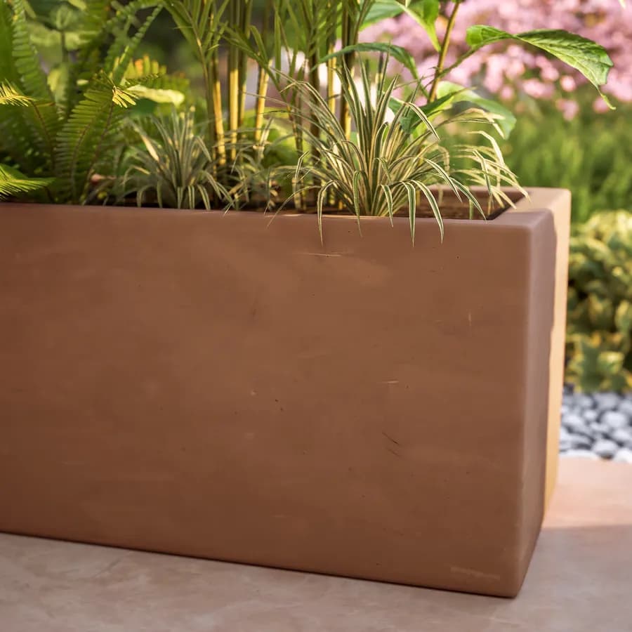 Vaso da esterno 100x30 h cm tutta capienza in polietilene tegola - Melbourne