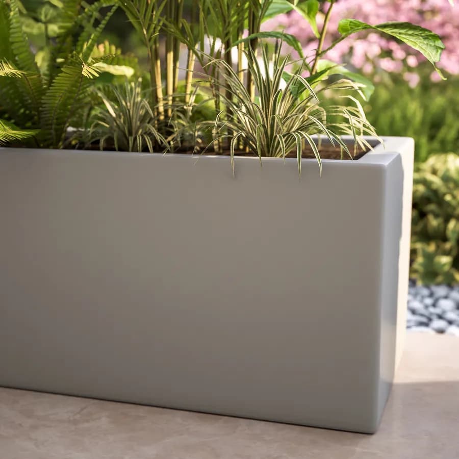 Vaso da esterno 100x30 h cm tutta capienza in polietilene tortora - Melbourne