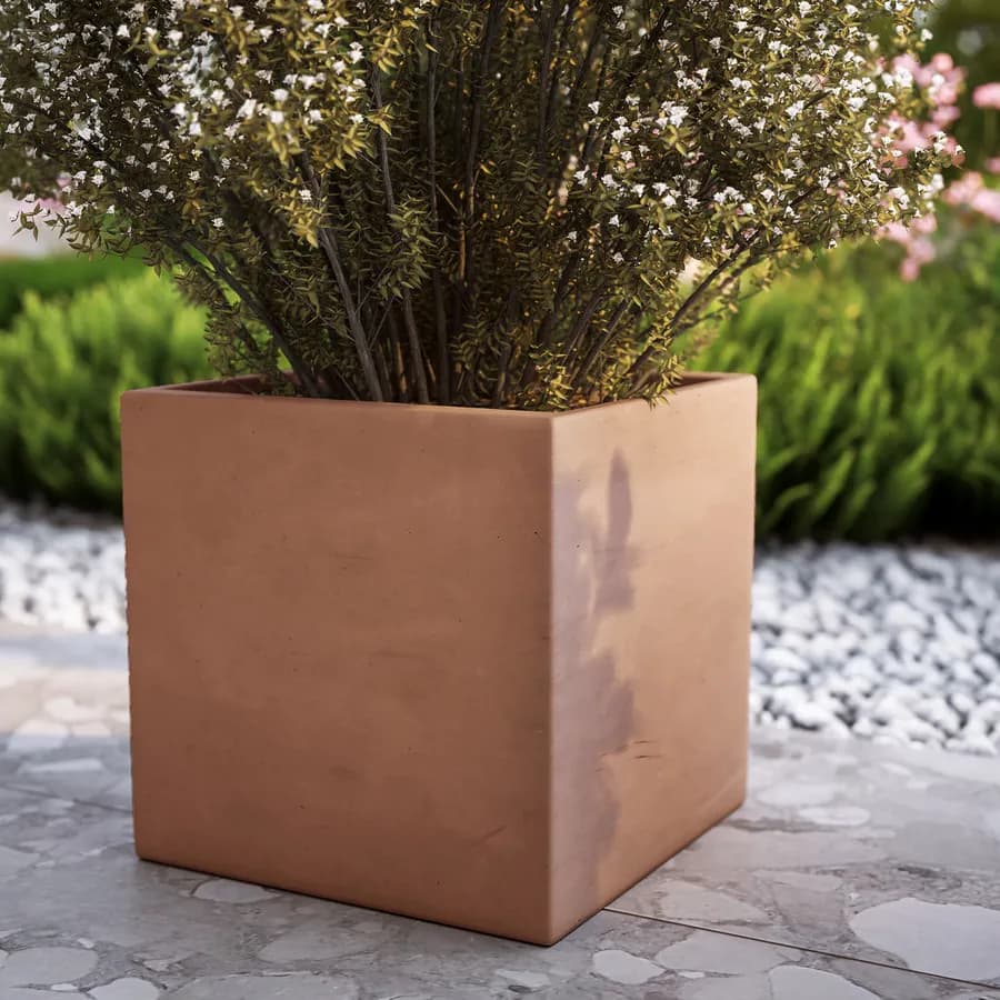Vaso da esterno 30x30 h cm tutta capienza in polietilene tegola - Melbourne