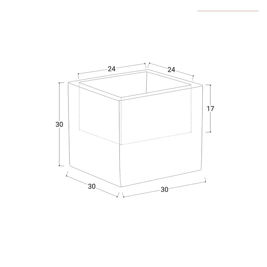 Vaso da esterno 30x30 h cm tutta capienza in polietilene tegola - Melbourne