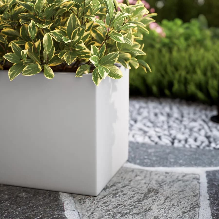 Vaso da esterno 60x30 h cm tutta capienza in polietilene bianco - Melbourne
