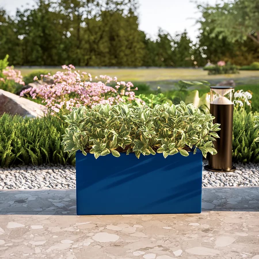 Vaso da esterno 60x30 h cm tutta capienza in polietilene blu - Melbourne