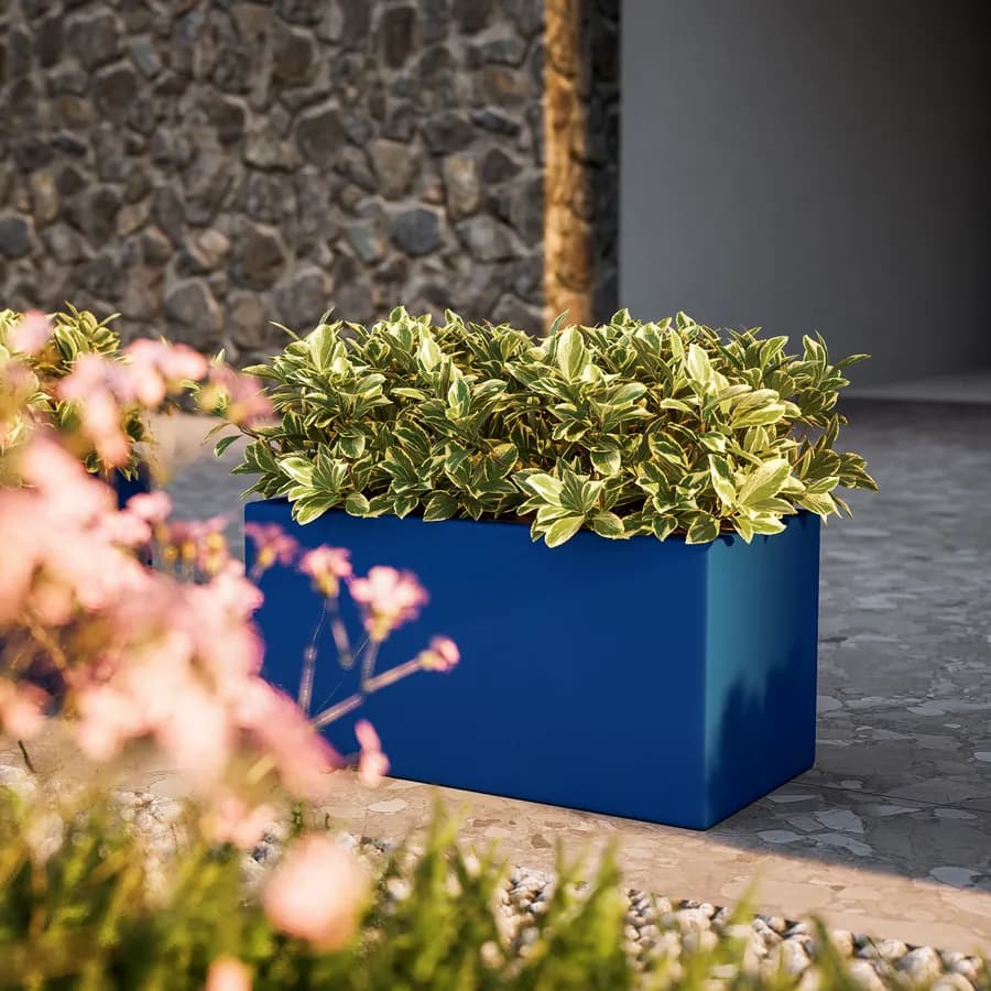 Vaso da esterno 60x30 h cm tutta capienza in polietilene blu - Melbourne