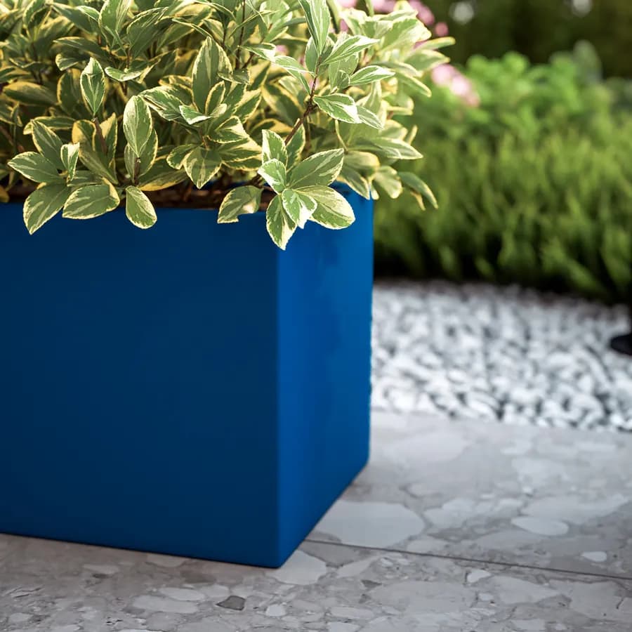 Vaso da esterno 60x30 h cm tutta capienza in polietilene blu - Melbourne