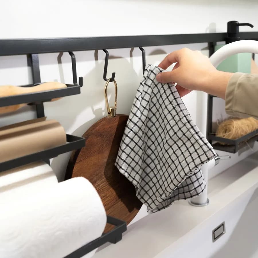 Gancio per barra portautensili da cucina in acciaio antracite - Tensyo