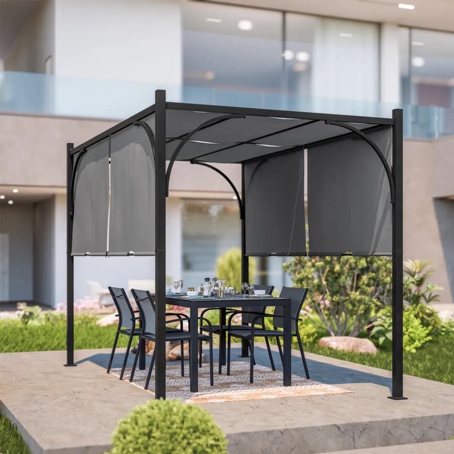 Gazebo 2x3 m tetto scorrevole grigio e struttura antracite - Edvige