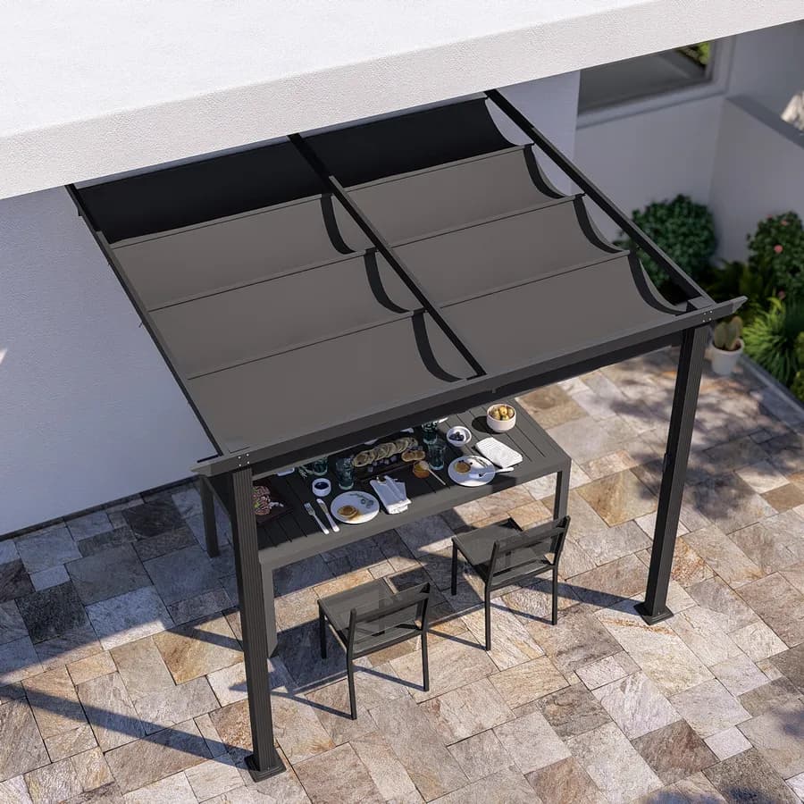 Gazebo pergola 3x2,5 m in alluminio antracite con tetto scorrevole - Norris