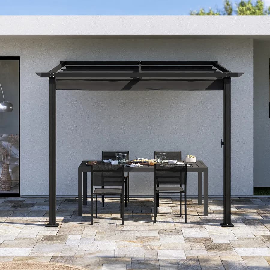 Gazebo pergola 3x2,5 m in alluminio antracite con tetto scorrevole - Norris