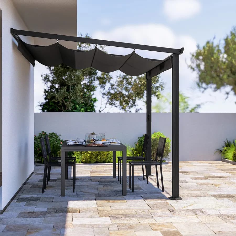 Gazebo pergola 3x2,5 m in alluminio antracite con tetto scorrevole - Norris