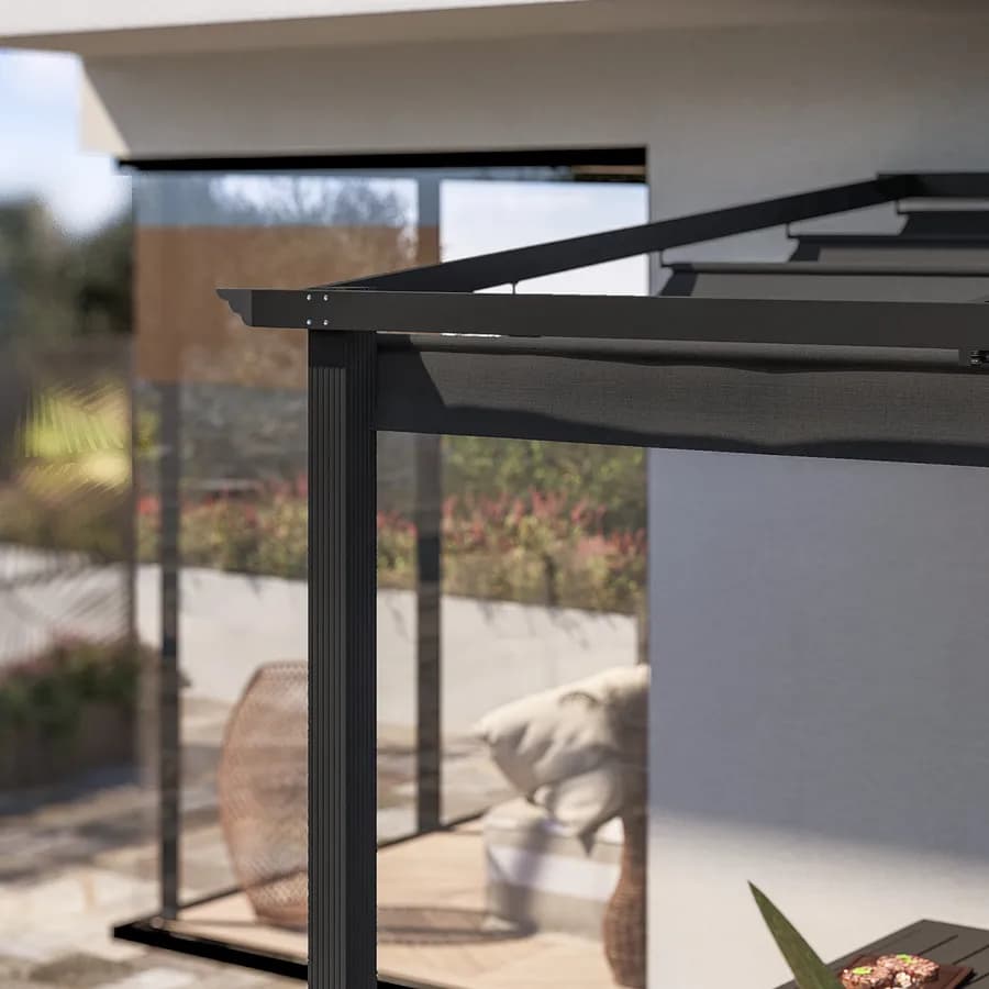 Gazebo pergola 3x2,5 m in alluminio antracite con tetto scorrevole - Norris