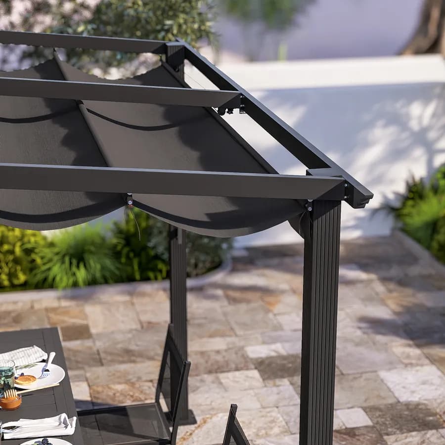 Gazebo pergola 3x2,5 m in alluminio antracite con tetto scorrevole - Norris