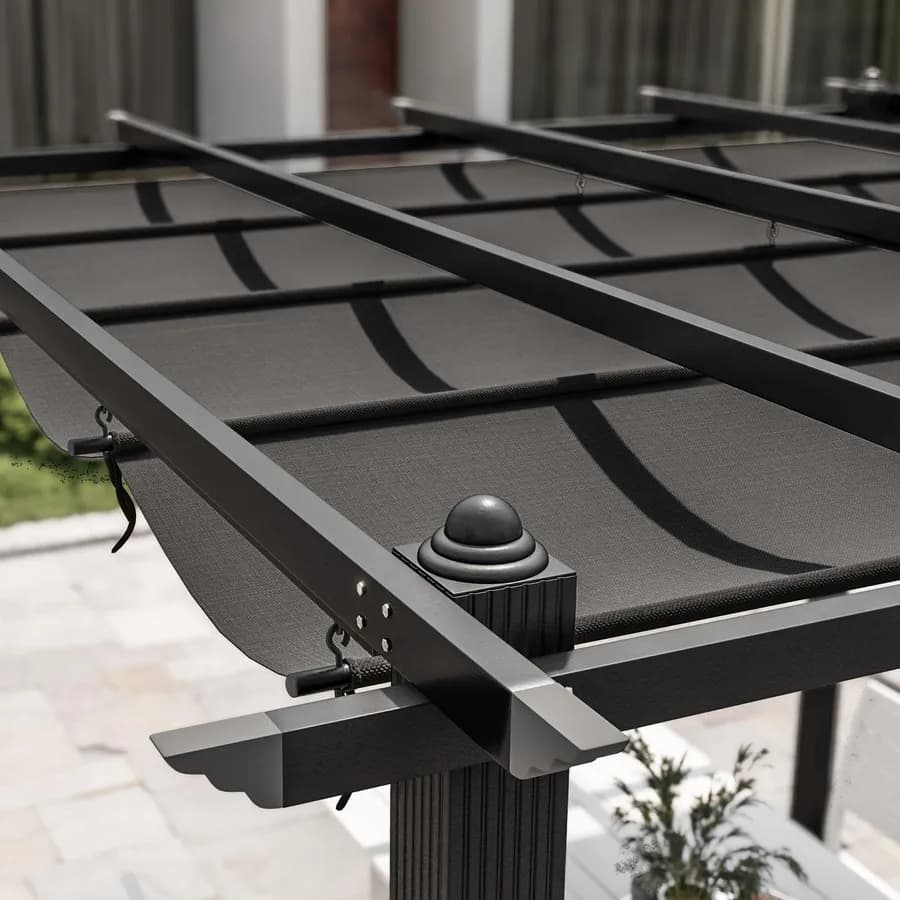 Gazebo 3x3 m in alluminio antracite con tetto scorrevole - Norris