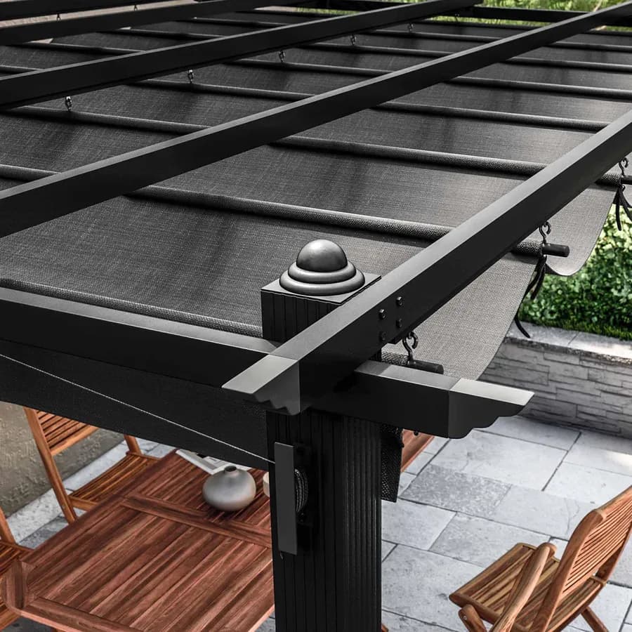 Gazebo 3x4 m in alluminio antracite con tetto scorrevole - Norris