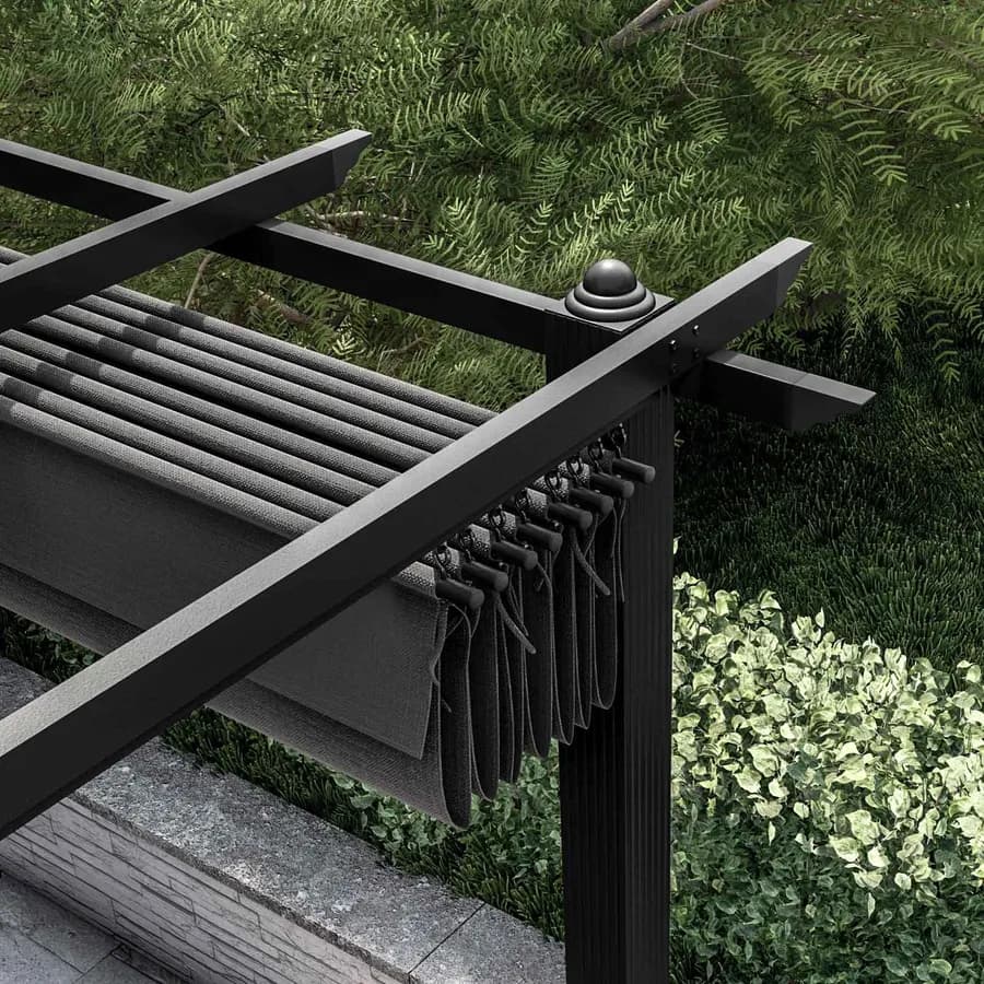 Gazebo 3x4 m in alluminio antracite con tetto scorrevole - Norris