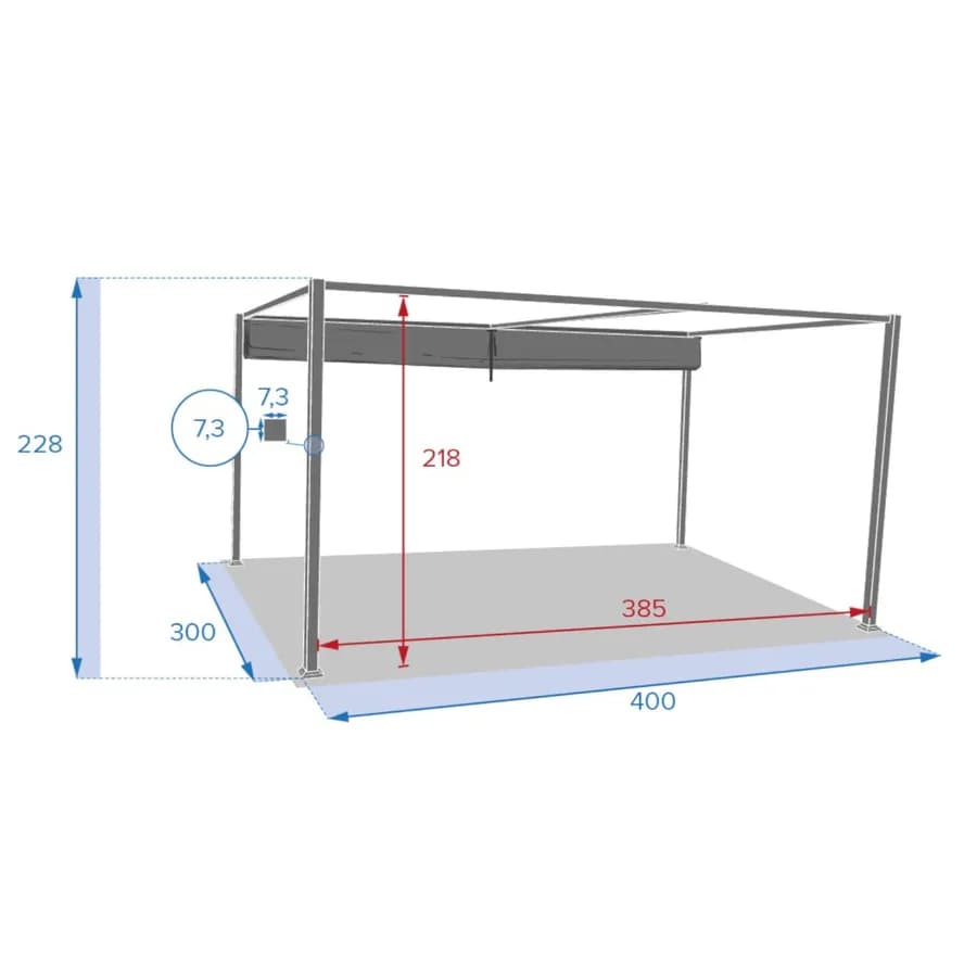 Gazebo 3x4 m in alluminio con telo in poliestere grigio - Cefalù