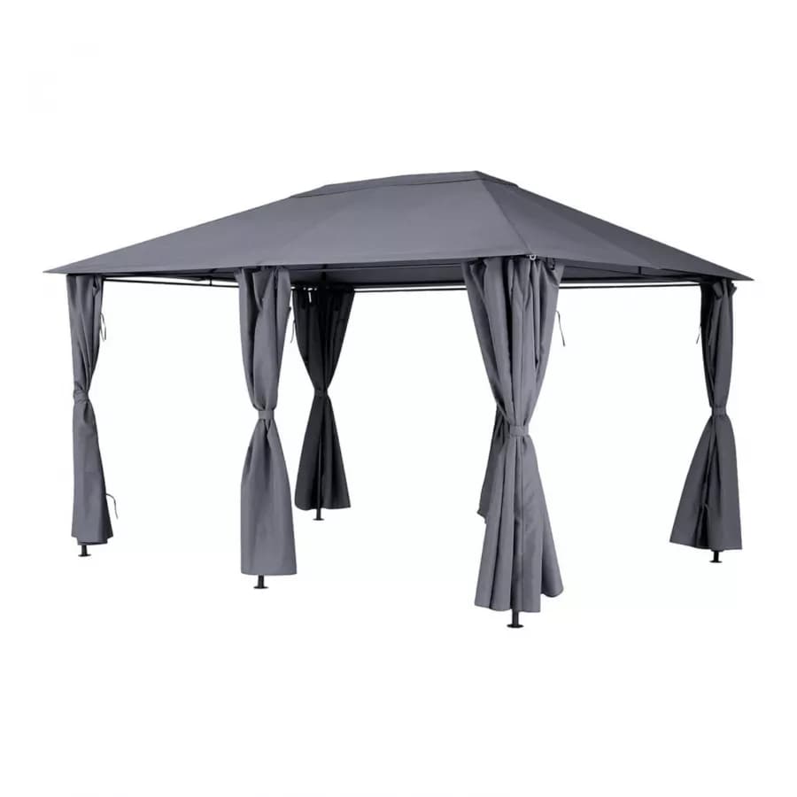 Gazebo 4x3 m in acciaio antracite con telo in poliestere grigio - Albury
