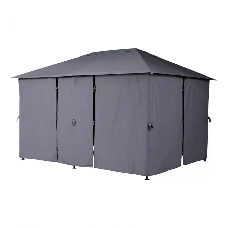 Gazebo 4x3 m in acciaio antracite con telo in poliestere grigio - Albury