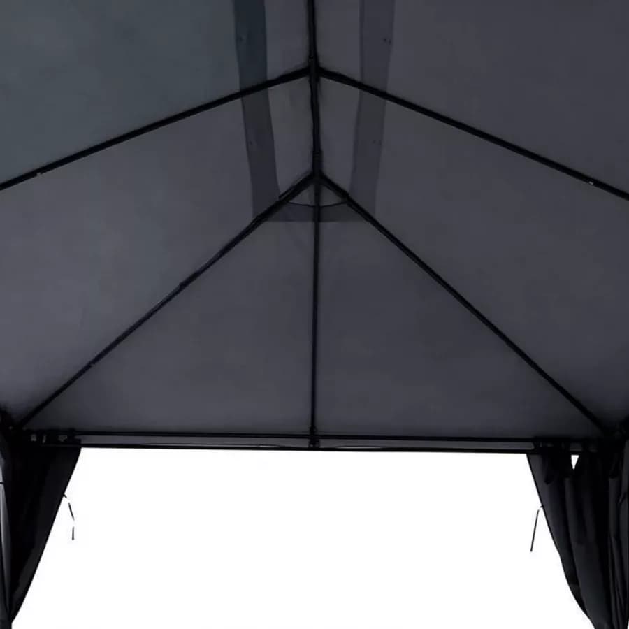 Gazebo 4x3 m in acciaio antracite con telo in poliestere grigio - Albury