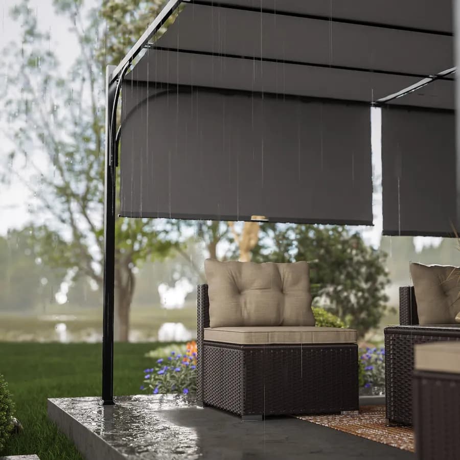 Gazebo 4x4 m con tetto scorrevole grigio e struttura antracite - Edvige