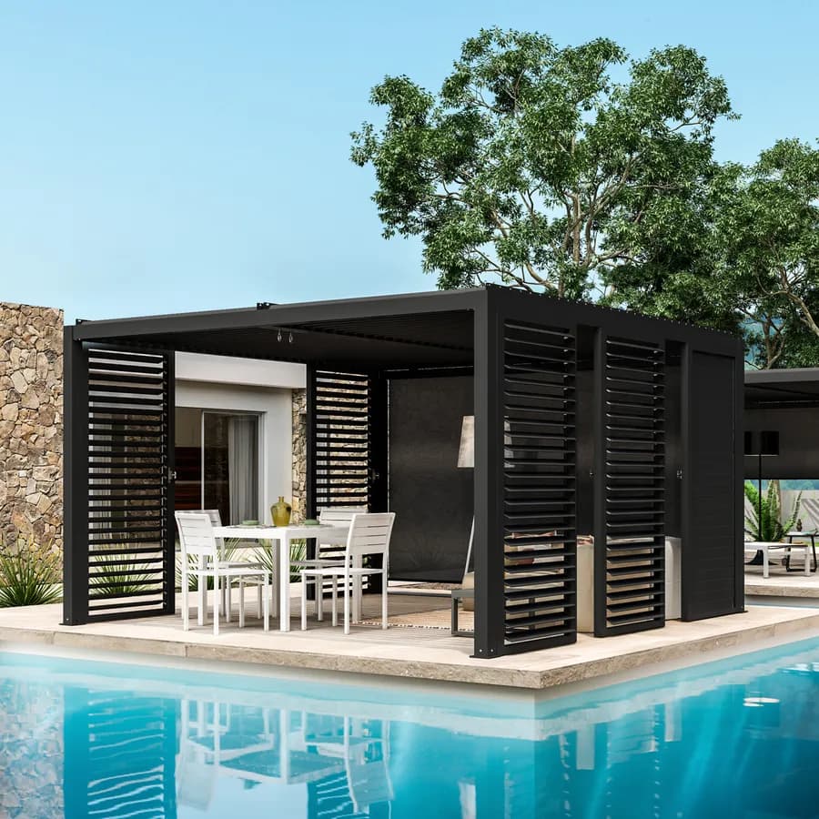 Gazebo bioclimatico 4x4 m in alluminio antracite - Enea
