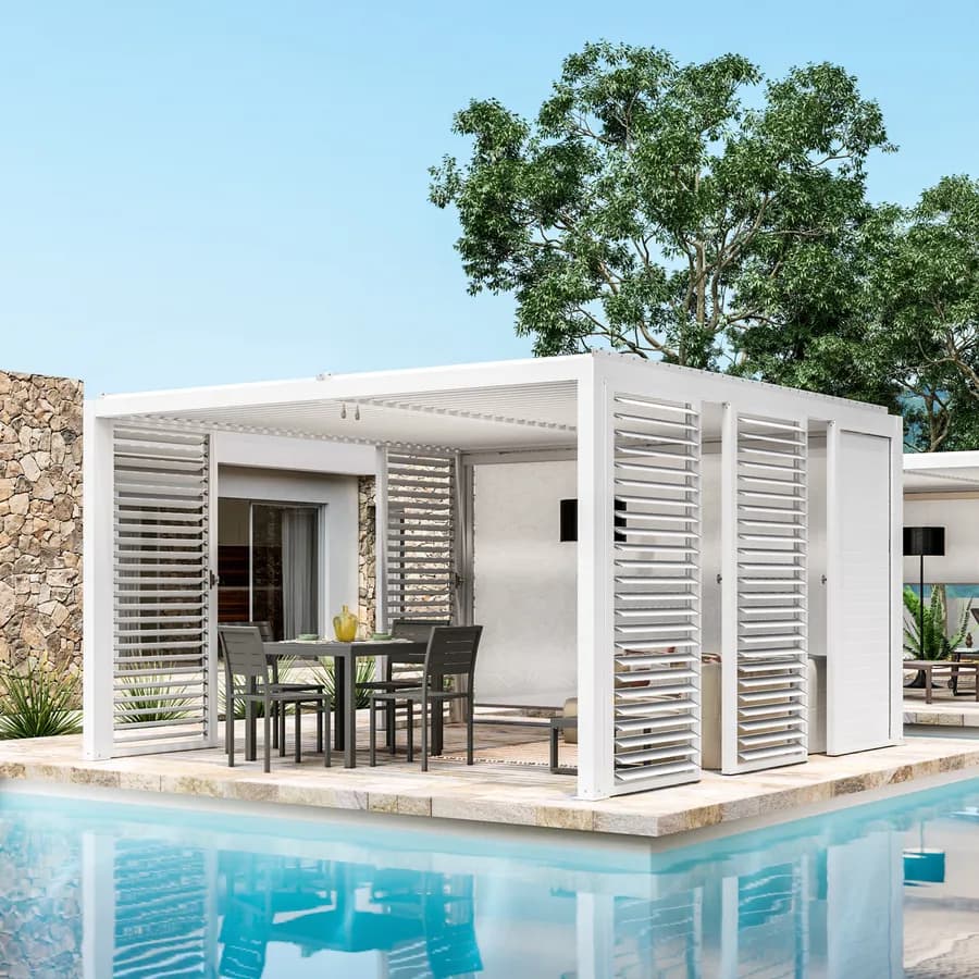Gazebo bioclimatico 4x4 m in alluminio bianco - Enea