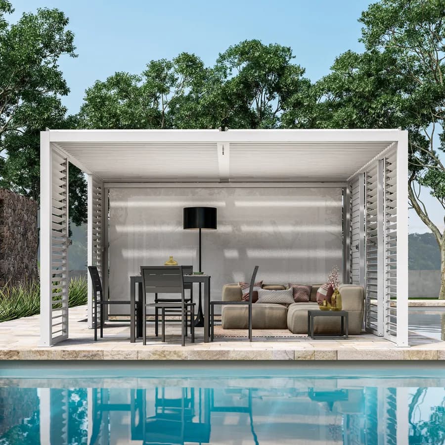 Gazebo bioclimatico 4x4 m in alluminio bianco - Enea