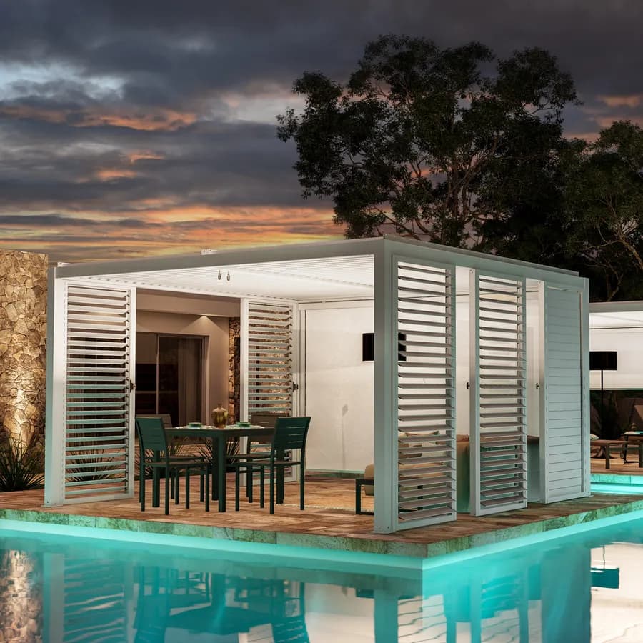 Gazebo bioclimatico 4x4 m in alluminio bianco - Enea