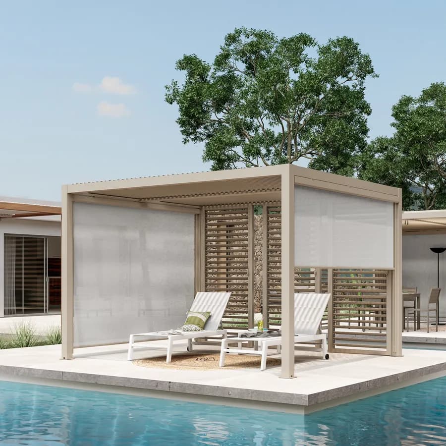 Gazebo bioclimatico 3x3,6 m in alluminio tortora - Enea