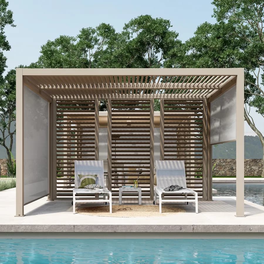 Gazebo bioclimatico 3x3,6 m in alluminio tortora - Enea