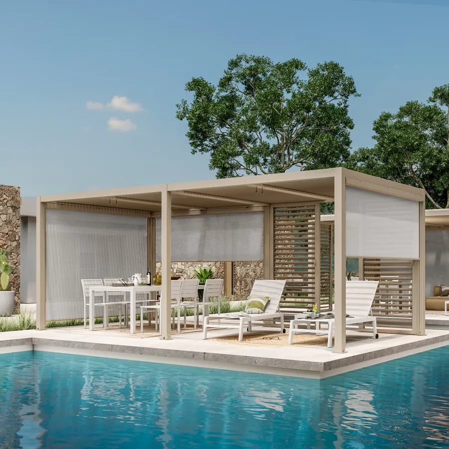 Gazebo bioclimatico 3x6 m in alluminio tortora - Enea