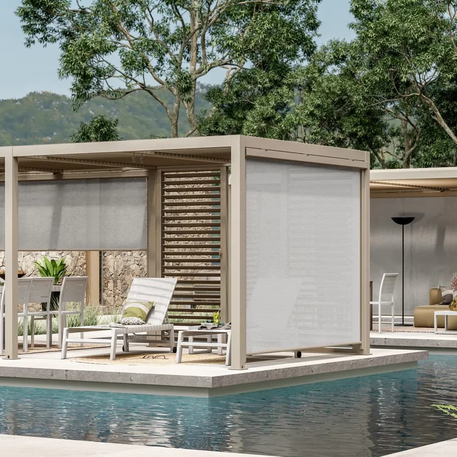 Gazebo bioclimatico 3x6 m in alluminio tortora - Enea