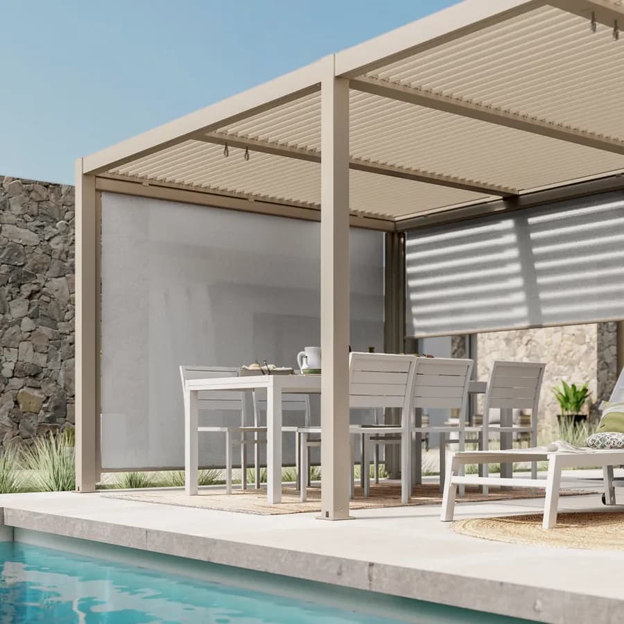 Gazebo bioclimatico 3x6 m in alluminio tortora - Enea