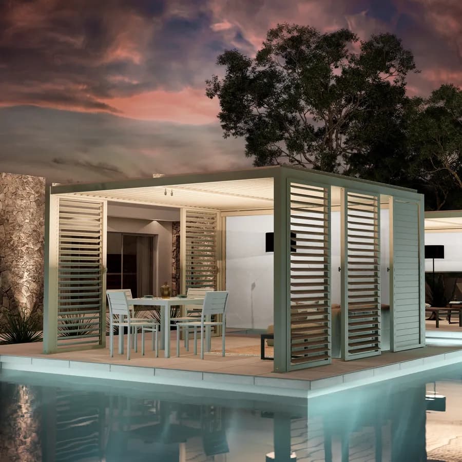 Gazebo bioclimatico 4x4 m in alluminio tortora - Enea
