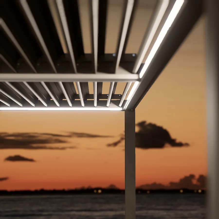 Gazebo led bioclimatico 4x4 m in alluminio tortora - Enea Deluxe