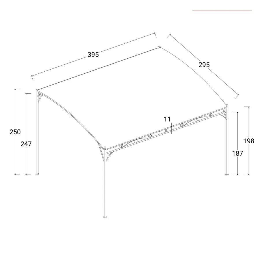 Gazebo da giardino pergola in metallo 4x3 metri con telo in poliestere – Hope