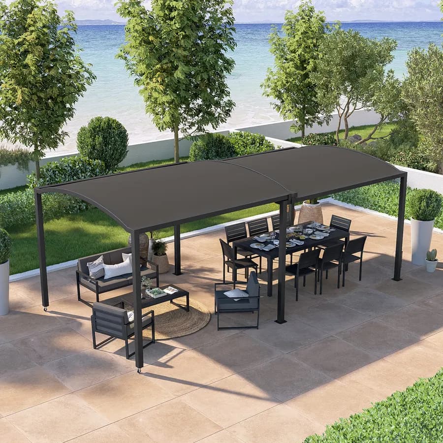Gazebo estensibile fino a 5,7 m in acciaio antracite - Lux